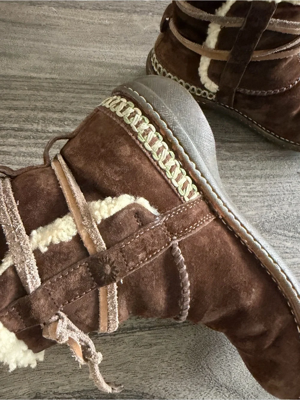UGG Chestnut Suede Shearling Ankle Boots